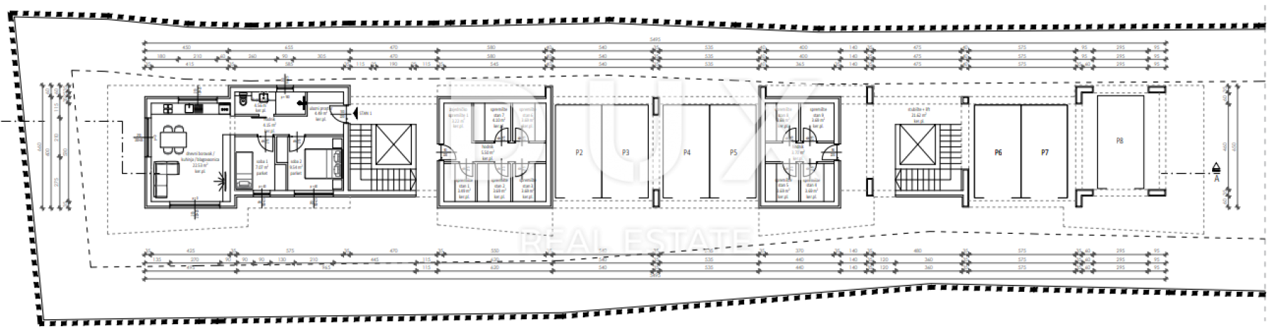 ZADAR, ZATON - Building plot 70 meters from the beach with a conceptual design of a building with 9 