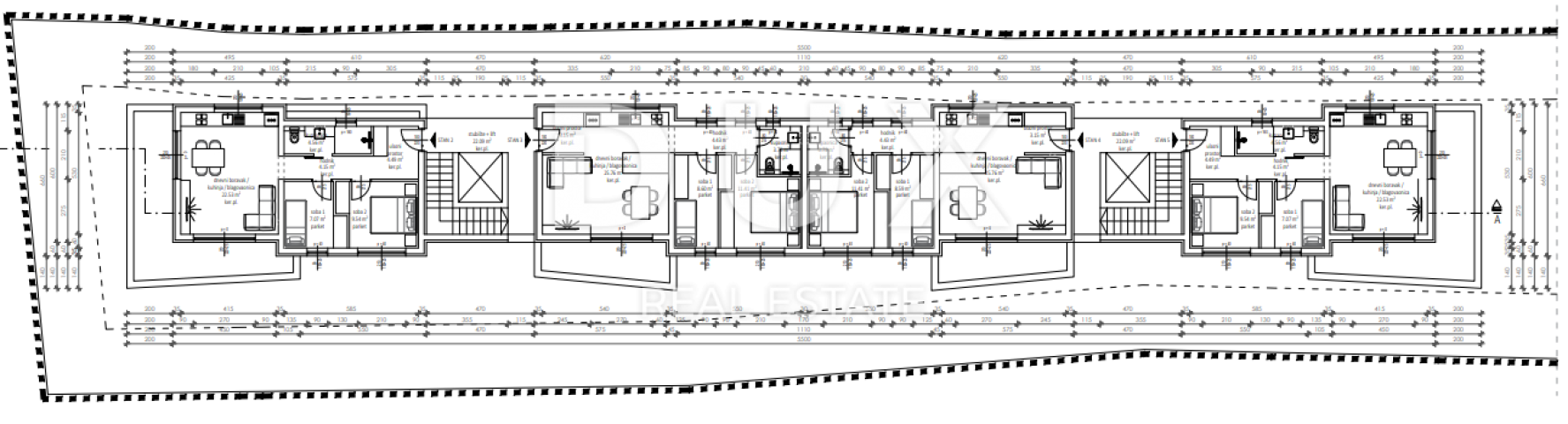 ZADAR, ZATON - Building plot 70 meters from the beach with a conceptual design of a building with 9 