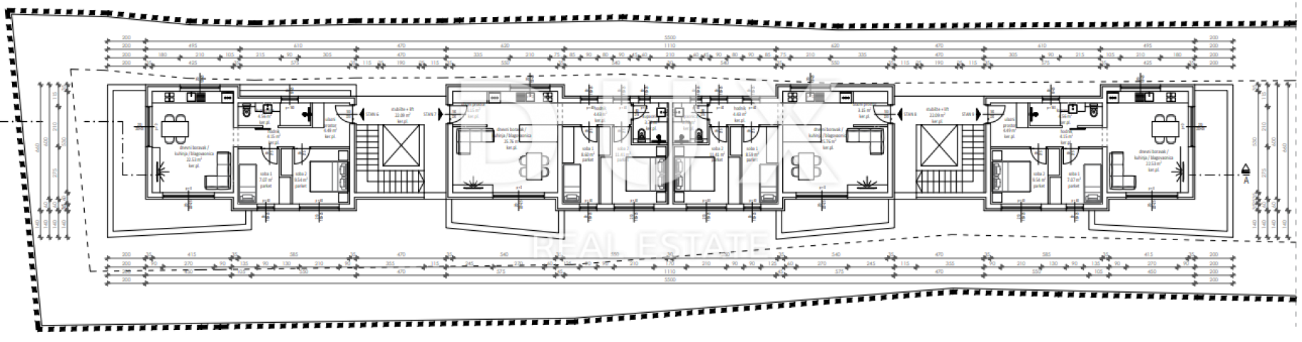 ZADAR, ZATON - Building plot 70 meters from the beach with a conceptual design of a building with 9 