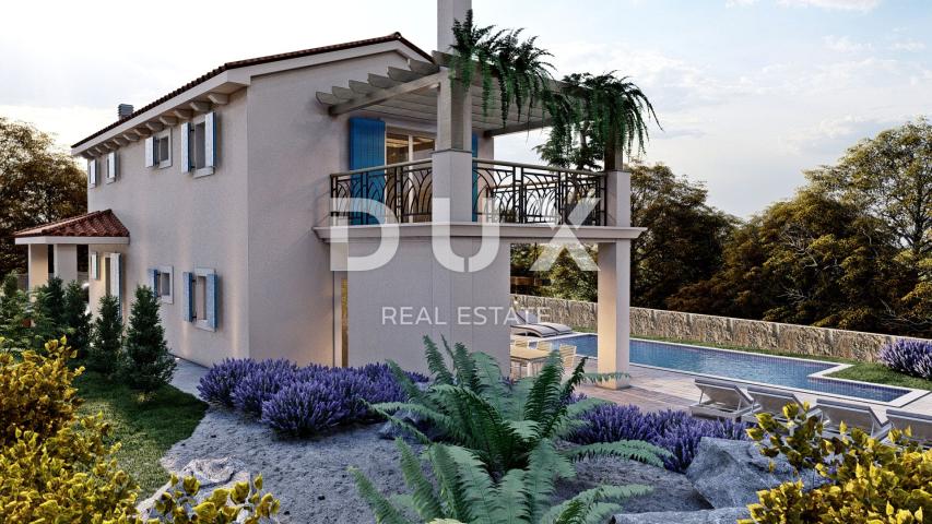 ISTRA, RABAC - Mediteranska kuća s bazenom i panoramskim pogledom na more