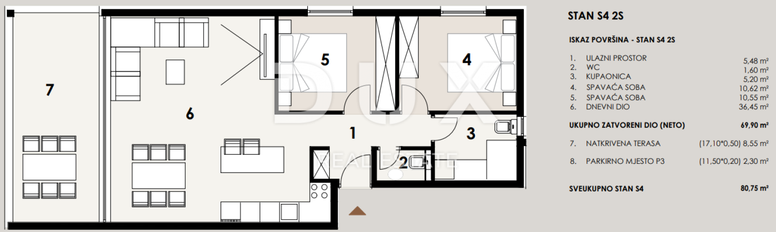 ZADAR, PRIVLAKA - New building 50 meters from the sandy beach with sea view! S4