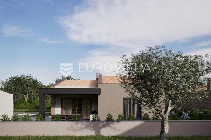 Istra, okolica Barbana, Moderna kamena prizemnica s bazenom