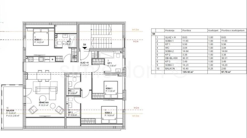 Trosoban penthouse s pogledom, Murter