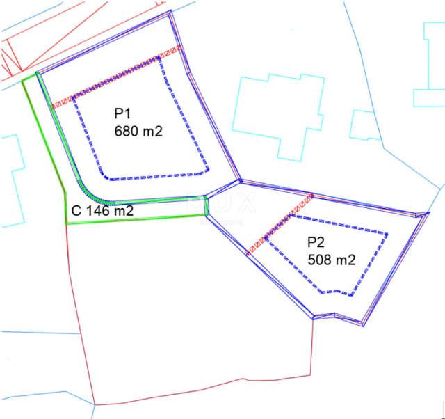OPATIJA, MATULJI- građevinsko zemljište 680m2 s pogledom na more za stambenu zgradu– stanove ili pos