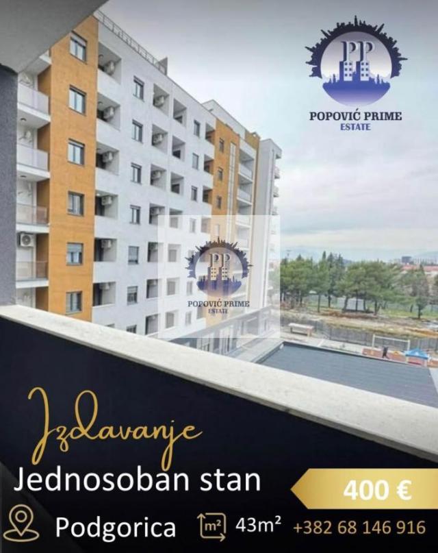 IZDAJE SE JEDNOSOBAN STAN | 43m² | 400€ – STARI AERODROM, PODGORICA