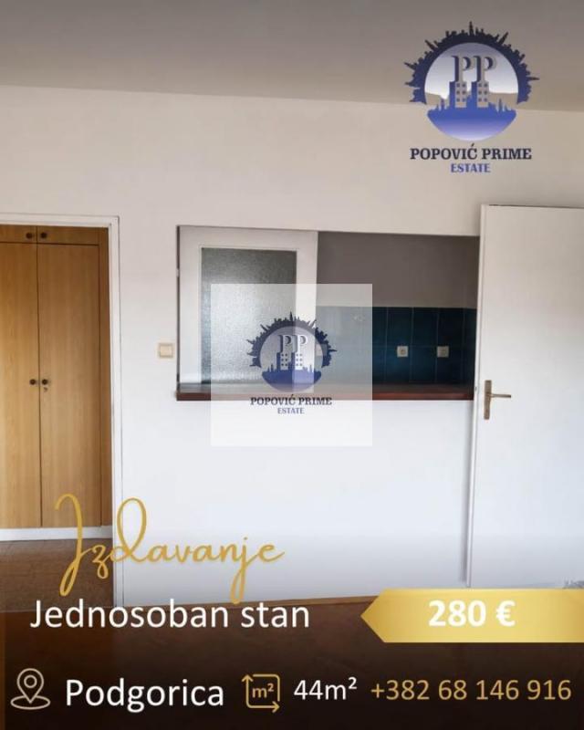 IZDAJE SE JEDNOSOBAN STAN | 44m² | 280€ – ZABJELO, PODGORICA