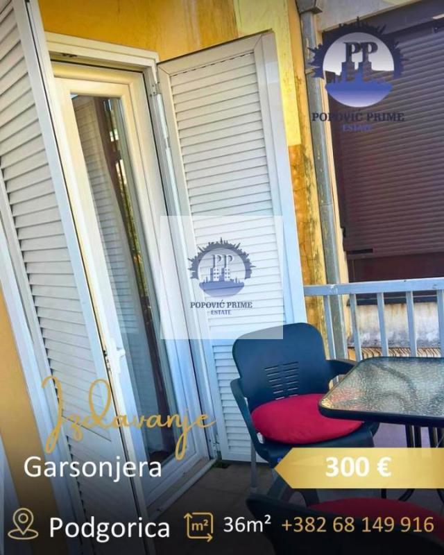 IZDAJE SE GARSONJERA | 36m² + TERASA | 300€ – GORICA, PODGORICA