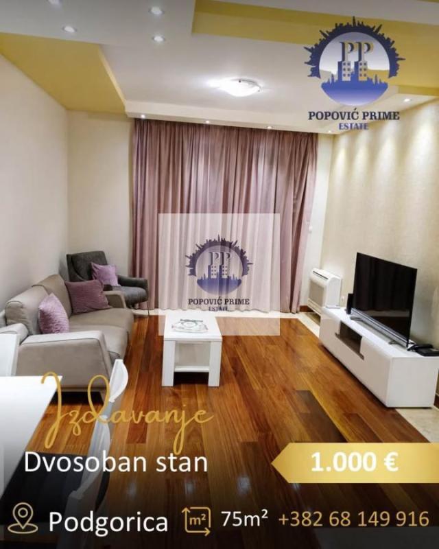 IZDAJE SE DVOSOBAN STAN | 75m² | 1.000€ – BULEVAR IVANA CRNOJEVIĆA, PODGORICA