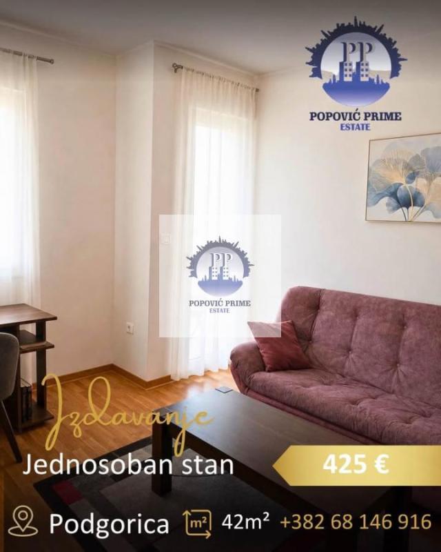 IZDAJE SE JEDNOSOBAN STAN | 42m² – TUŠKI PUT, PODGORICA