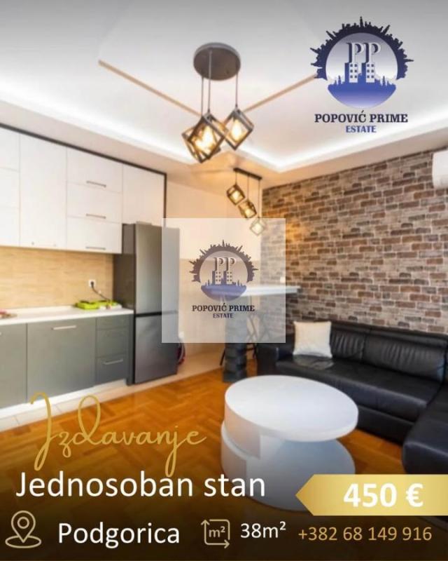 IZDAJE SE JEDNOSOBAN STAN | 38m² | 450€ – DRAČ, PODGORICA