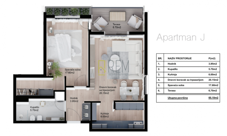 Prodajemo – jednosoban stan 60 m2 sa garazom, Verde Vllage