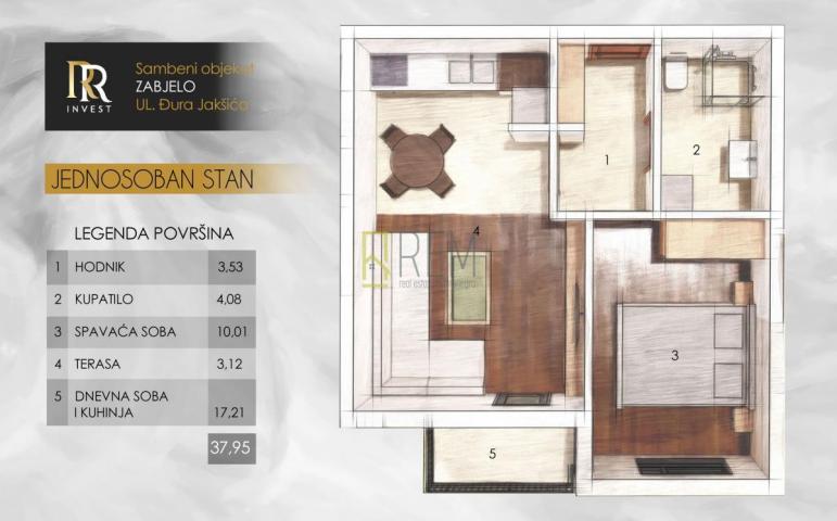 Prodajemo- jednosobnih stanova u izgradnji od 35m2 do 41m2, Podgorica na Zabjelu