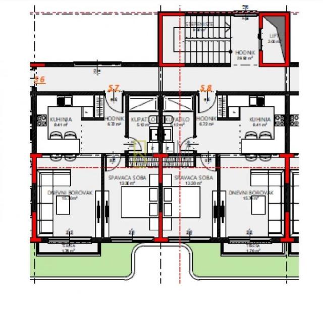 Prodaja- dva jednosobna stana u izgradnji od 51m2 u Pinjes, Ulcinj