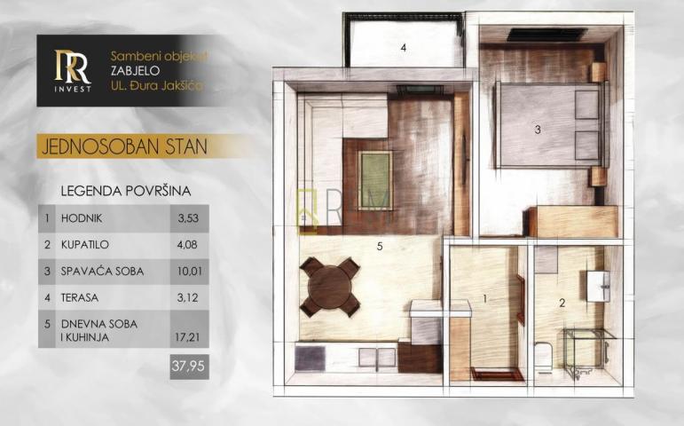 Prodajemo- jednosobnih stanova u izgradnji od 35m2 do 41m2, Podgorica na Zabjelu