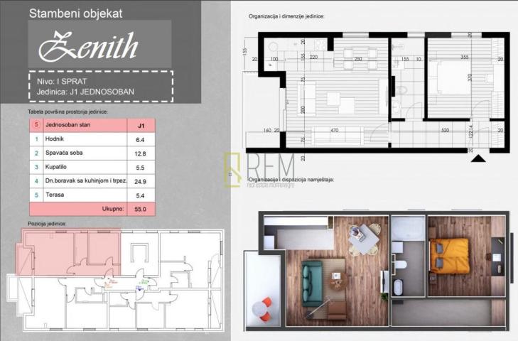 JEDNOSOBNI STANOVI – ZENITH RESIDENCE, MOMIŠIĆI, PODGORICA