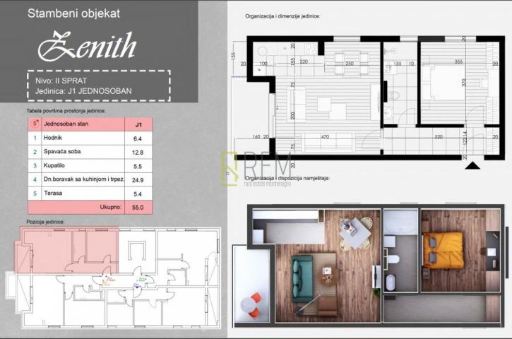 JEDNOSOBNI STANOVI – ZENITH RESIDENCE, MOMIŠIĆI, PODGORICA