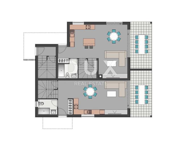 OTOK PAG, MANDRE, dvoetažni apartman s bazenom u novogradnji
