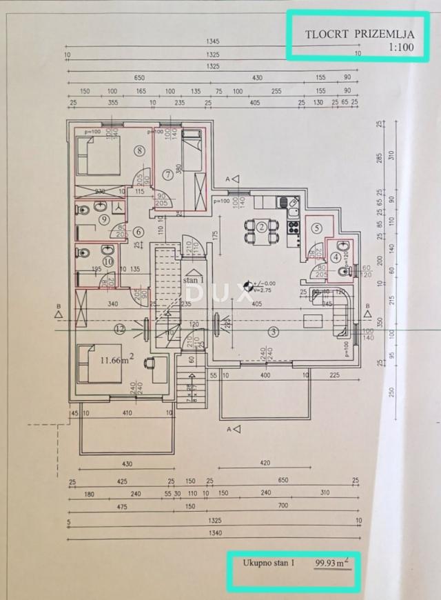RIJEKA, PODMURVICE- stan 114m2 u novogradnji s pogledom na more, DB+3S, prizemlje- STAN 3L