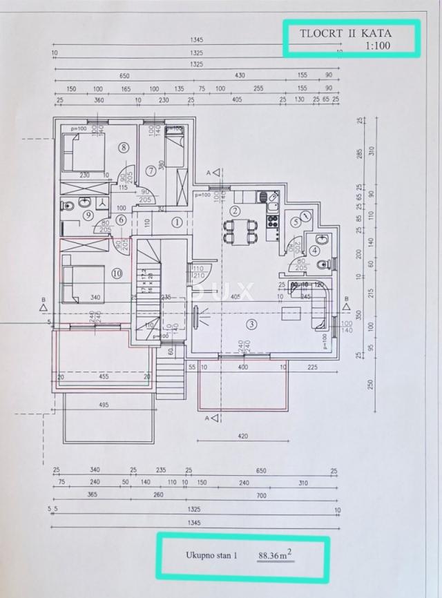 RIJEKA, PODMURVICE- stan 104m2 u novogradnji s pogledom na more, DB+3S, 2. kat- STAN 4D