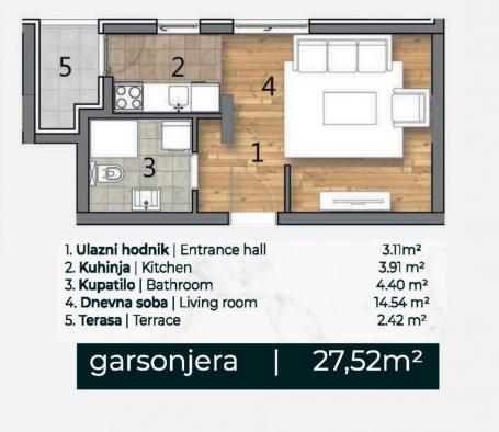 Garsonjera 27, 5m u Izgradnji Telep