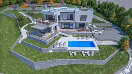 OPATIJA, POLJANE - Grundstück 4400m2 mit Baugenehmigung für Villa mit Pool und Meerblick