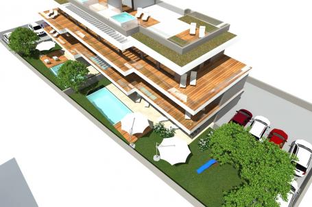 Zadar, Privlaka, Trosoban penthouse 113, 29m2 sa krovnom terasom, 2. red do mora, NOVOGRADNJA