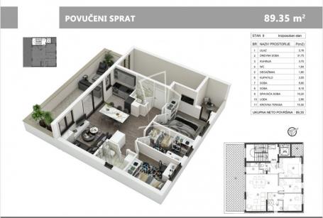 Cvetkova pijaca, lux novogradnja, duplex 89. 35m2 ID#7763