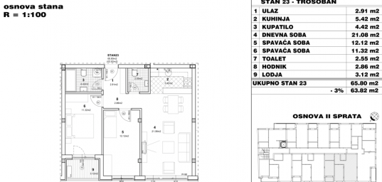 NOVI SAD - NOVO NASELJE - 63. 82 m2