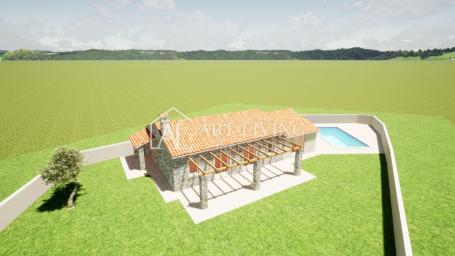 Istria, Umag, surroundings, - a modern stone house with a swimming pool, new construction