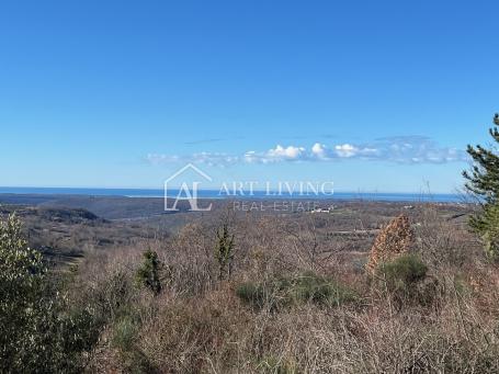 ISTRA, GROŽNJAN, okolica - prelijepo građevinsko zemljište s otvorenim panoramskim pogledom na more