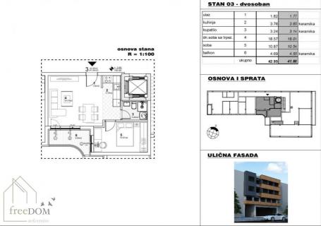 Dvosoban stan 43m2 u izgradnji - kvalitetna zgrada, pouzdan investitor