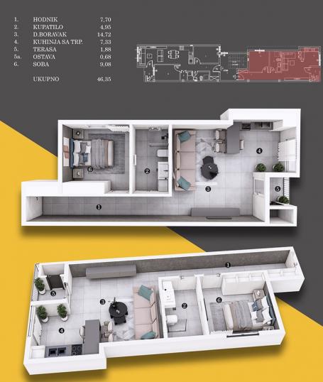 NOVI SAD - BULEVAR PATRIJARHA PAVLA - 46. 35 m2