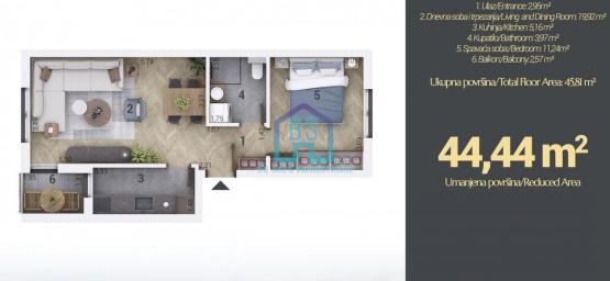 Prodaja, Stan, 45m2 , Adice