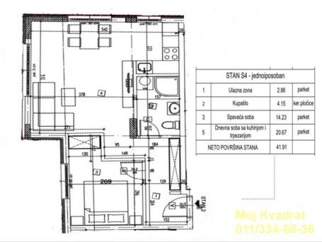 Zvezdara, Vojvode Vlahovića - Nikole Altomanovića, 42m2