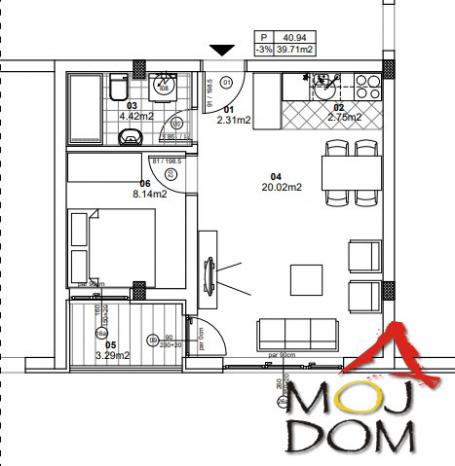 NOVI SAD - CENTAR - JEDNOIPOSOBAN STAN - 41 m2 - 147, 850€