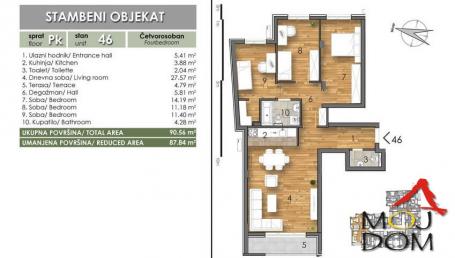 NOVI SAD - BULEVAR - ČETVOROSOBAN STAN - 88 m2 - 299, 100€