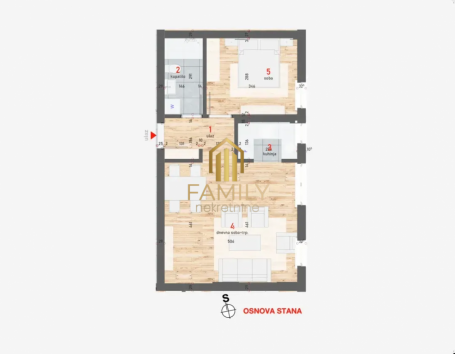 Dvosoban stan 44m² u City Residence kompleksu – terasa i dvorišna orijentacija
