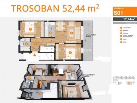 Južni Telep-Trosoban stan 52 m2 u Izgradnji sa Gratis Terasom od 10m2-povrat PDV-065/385 8880