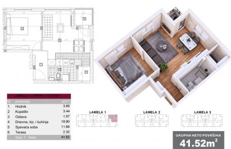 NOVI SAD - VETERNIK - 41. 52 m2