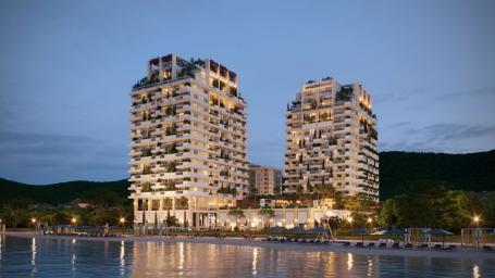 Ekskluzivan jednosoban stan 74.04 m² u novom prestižnom kompleksu na prvoj liniji mora, Budva
