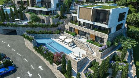 Luksuzna vila 736m2 u novom kompleksu u Tivtu, Donja Lastva, sa pogledom na more, privatnim bazenom 