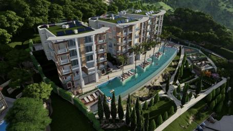 Prodaja kompleksa u izgradnji sa bazenom i panoramskim pogledom u Markovićima, Budva - 3600m²