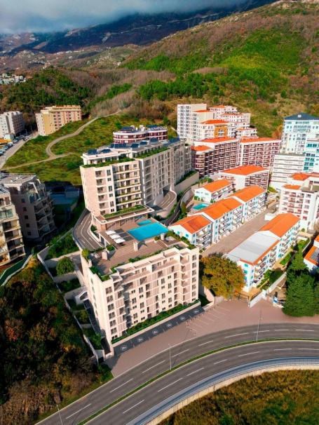 Jednosoban stan 53m2 u novom luksuznom stambenom kompleksu u izgradnji u Bečićima, bez poreza, 200 m