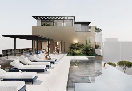 Trosoban penthouse sa krovnim bazenom u novom luksuznom stambenom kompleksu , Tivat, Porto Montenegr