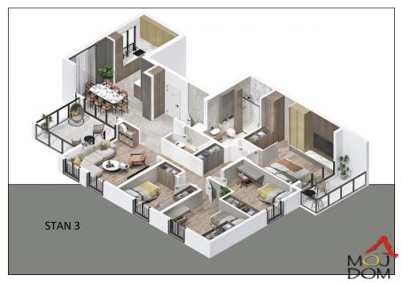 NOVI SAD - SOMBORSKI BULEVAR - PETOSOBAN STAN - 142 m2 - 372,950€