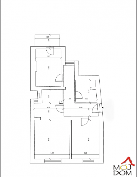 NOVI SAD - CENTAR - TROSOBAN STAN - 75 m2 - 266,000€