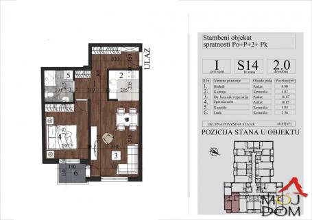 NOVI SAD - GRBAVICA - DVOSOBAN STAN - 47 m2 - 166,500€