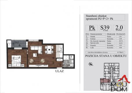 NOVI SAD - GRBAVICA - DVOSOBAN STAN - 44 m2 - 148,550€