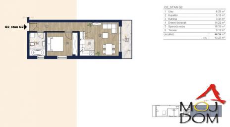 NOVI SAD - ADICE - JEDNOIPOSOBAN STAN - 40 m2 - 72,100€