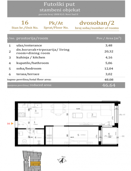 NOVI SAD - BULEVAR EVROPE - 46.64 m2